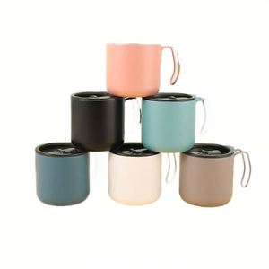 304 Stainless Steel Vacuum Coffee <b>Mug</b> With Lid and Handle Modern Simple Design Wholesale - Product Image 1