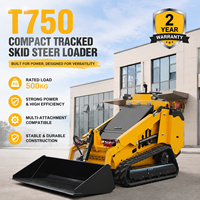 Mini-chargeuse compacte sur chenilles, capacité 500 kg, moteur diesel Kubota, homologuée EPA et CE, avec accessoires hydrauliques, garantie 2 ans