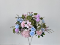 Arrangement de fleurs artificielles rose, bleu et violet avec support métallique, centre de table de mariage, décoration d'allée pour banquet et événements