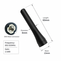 Antenne LoRa ISM 915 MHz 895-935 MHz 2,5 dBi à polarisation verticale, mini fouet avec connecteur mâle J pour passerelle industrielle LoRaWAN