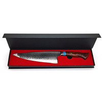Couteau de chef Damas professionnel pour viande et légumes, hachoir de cuisine domestique, couteau de chef forgé à la main en bois de rose, lame de 12 pouces, coffret cadeau
