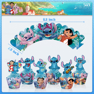 <span class=keywords><strong>Lilo</strong></span> and Stitch Paper Cup Cake Toppers Cake Surround Set para la decoración de la fiesta de cumpleaños de los niños - Product Image 3