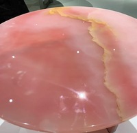HZX Table basse et table d'appoint en marbre d'onyx rose pour décoration intérieure moderne de haute qualité Socle en marbre d'onyx poli pour villas