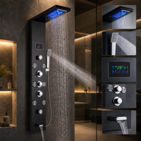 Panel de Ducha de Lluvia LED Moderno de Lujo Virpol, Montado en la Pared, Acero Inoxidable, Grifos Termostáticos, Acabado Cromado, Chorro de Masaje