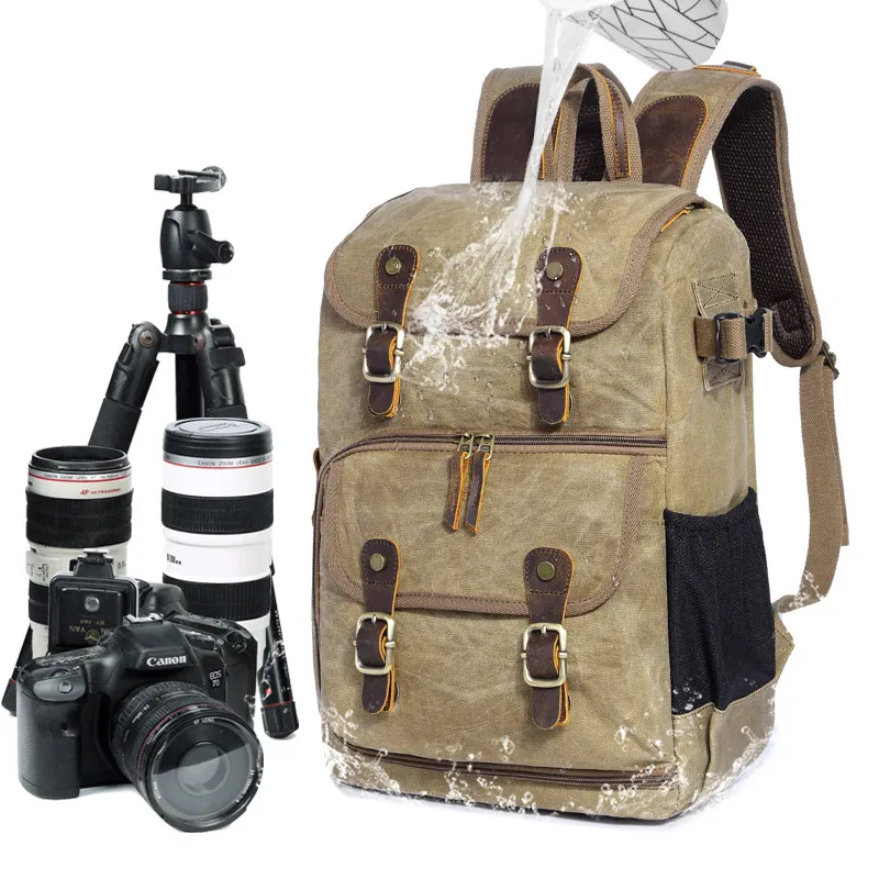 Batik Canvas Waterproof Multi-functional Outdoor Wear-resistant Camera Backpack for Canon/ Sony/Nikon