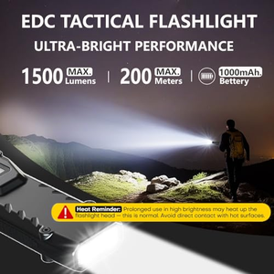 Lampe torche LED rouge et violette 1200 lumens, en acier inoxydable, avec batterie intégrée 1000 mAh, lampe stylo pour usage extérieur, chargement Type-C avec clip - Product Image 3