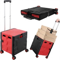 Mini chariot de plage pliable en plastique, chariot de courses extérieur, sacs à roulettes portables, chariot à main pliable