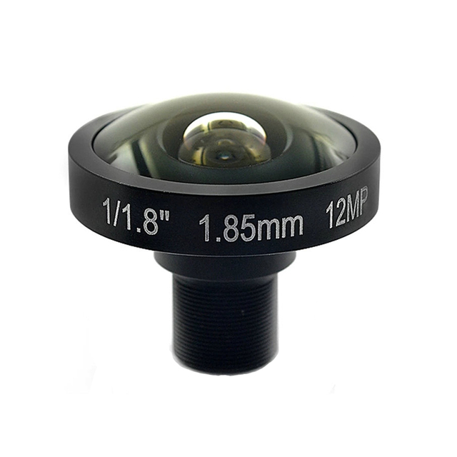 4K 12 Megapixel Fisheye 1.85mm Board Lens with M12 Mount 1/1.8" 12MP Panoramic Board Camera Lens with FOV 180 Degree