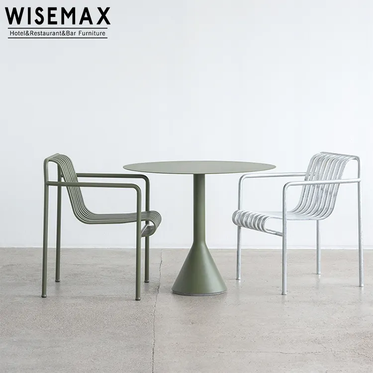 Wisemax Meubels Nieuw Design Modern Buitentuin Terras Vrije Tijd Metalen Been Eettafel En Stoelen Ingesteld Voor Restaurant