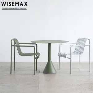 वाइसेमैक्स फर्नीचर नए डिजाइन आधुनिक आउटडोर गार्डन पैटियो अवकाश धातु पैर डाइनिंग टेबल और रेस्तरां के लिए कुर्सियां सेट