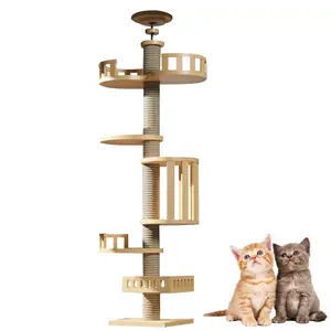 Grand griffoir de luxe multicouche pour chat, meubles en bois massif de Sisal pour chat, poteau à gratter, arbre à chat, fournitures pour animaux de compagnie