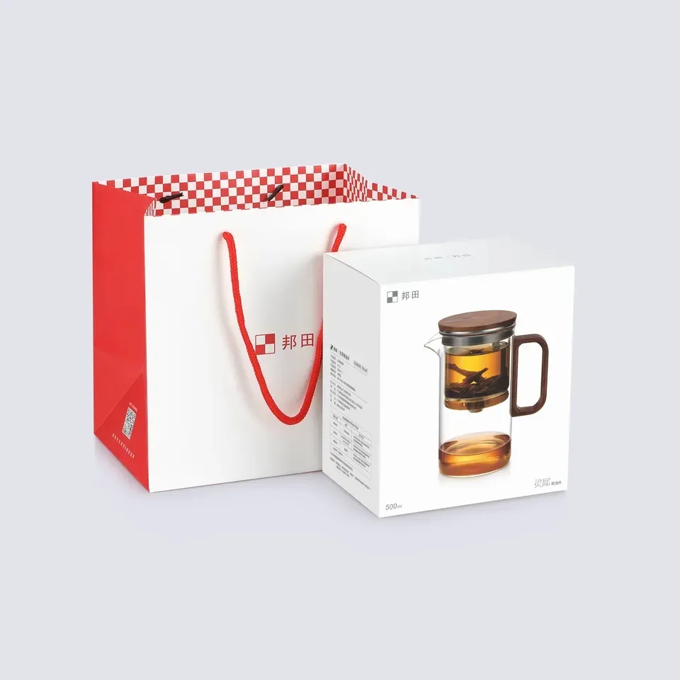 Customize Logo Magic Bonston Glass Infuser Teapot Wooden Lid Tea Pot Wooden Handle Tea Pot With Gift Box Packaging