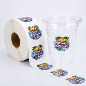 Etiquetas Autoadhesivas Redondas Impermeables de PET para Vasos de Plástico para Bebidas, Impresión Digital, Rollo de Etiquetas con Logotipo Personalizado - Product Image 1