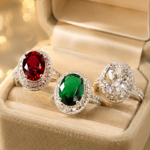 Anello Classico da Donna con Grande Design Centrale di Colore Rosso - Product Image 6