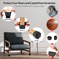 Protecteurs de sol de jambe de chaise de capuchons de jambe de meubles transparents élevés pour bois dur en caoutchouc avec coussin en feutre