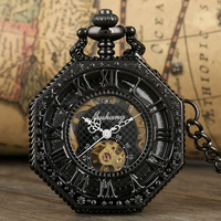 Nouvelle Arrivée - Montre Mécanique Best-Seller - Boîtier Octogonal Créatif en Alliage de Zinc Argenté - Montre de Poche Antique à Couvercle Rabattable