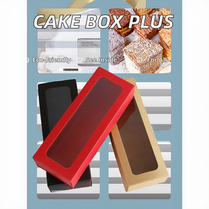 Caja de Regalo de Papel Larga Multicolor con Ventana Transparente de PVC, Caja de Embalaje Kraft Roja y Negra con Logotipo Personalizado para Guardar Espejos de Maquillaje y Bolígrafos - Product Image 2