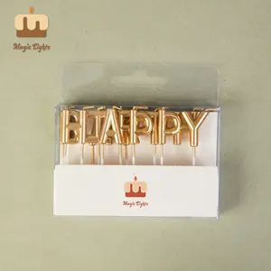 ECO Friendly prezzo di fabbrica paraffina oro argento colorato lettera a forma di buon compleanno regalo torta candele per feste alla rinfusa