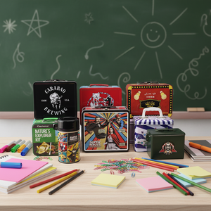 Boîte à lunch rectangulaire personnalisée à <span class=keywords><strong>prix</strong></span> compétitif avec poignée, emballage en fer blanc, boîte à lunch en fer blanc avec poignée - Product Image 1