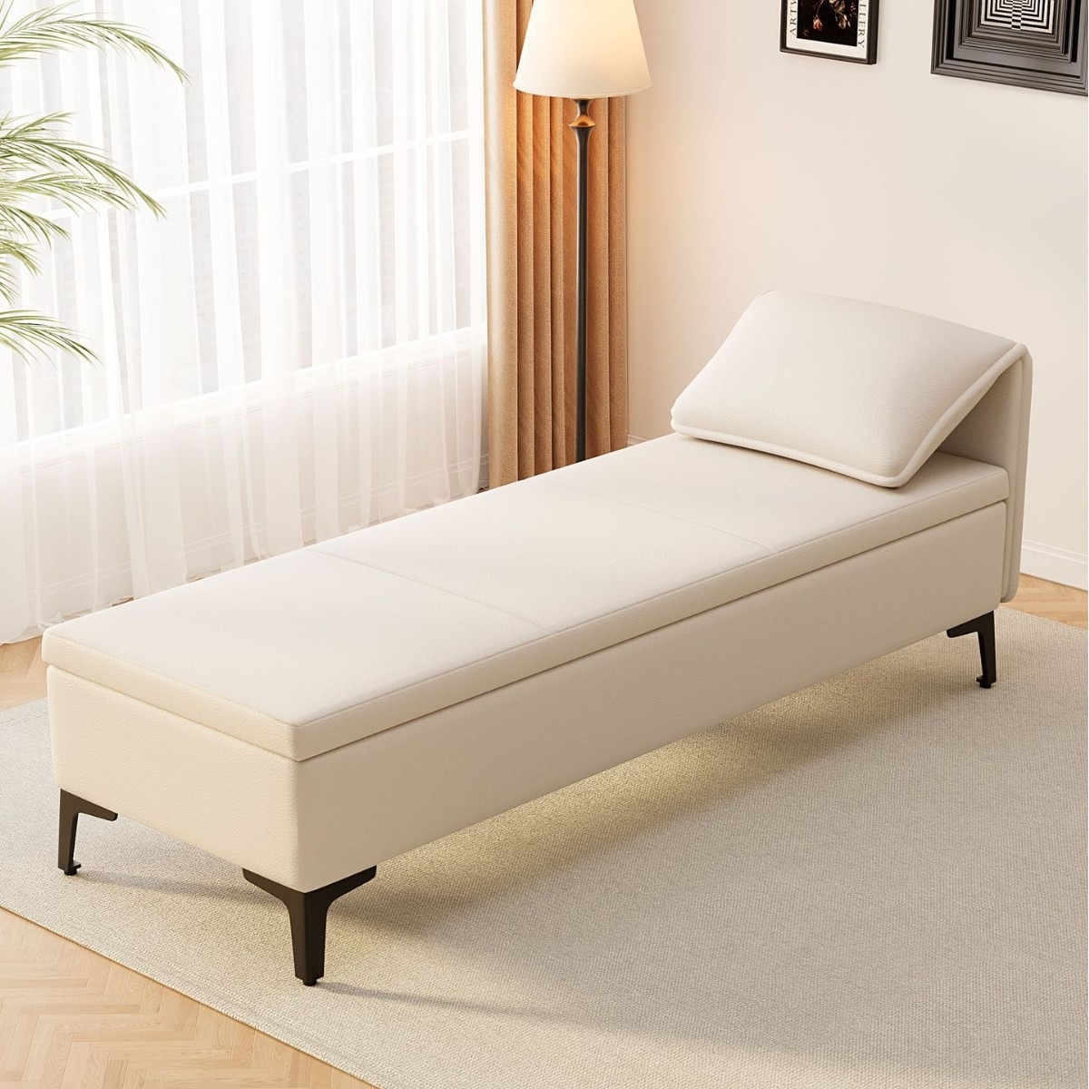 1,5 m sin espalda de concubina imperial con cabecera de cama blanca