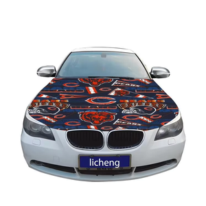 芝加哥熊旗汽车发动机罩盖3.3x5ft 5x7ft 100% 聚酯纤维，发动机弹性织物可水洗汽车发动机罩旗帜 - Product Image 1
