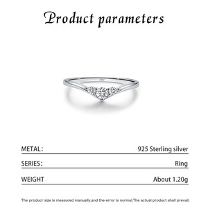 S925 Silver Minimalist Jewelry V-Shaped Moissanite Stackable <b>Dainty</b> Chevron Promise Elegant V-Curve CZ <b>Ring</b> - Product Image 3