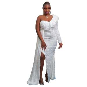 Autunno e inverno africano abiti nuovi <span class=keywords><strong>monospalla</strong></span> abiti lunghi donna con perline abiti da sera Sehe moda - Product Image 4