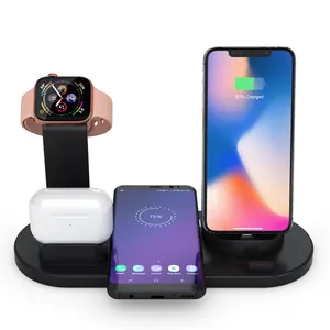 6 in1 Mobile Phone 6 In 1 Stand Universal QI Standard Wireless Charger Portable 3 in one Fast Charging For Smartphone And Watch