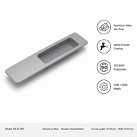 Manija Empotrada de Aluminio 65.22.091, Tirador Empotrado para Puerta Corredera de Vidrio y Metal, Diseño Moderno para Uso en Villas y Cocinas