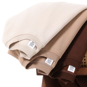 Lourd 350g couleur unie Simple basique col rond pull à capuche hommes printemps et automne ample décontracté Couple à capuche - Product Image 2