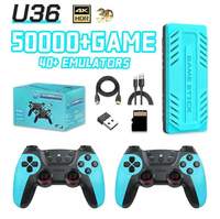 Manette de jeu U36 2,4 GHz, prise en charge de 128 Go, plus de 50 000 jeux, 40 émulateurs, moteur de vibration double 4K, manette de jeu sans fil pour jeux TV à domicile