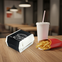 Boîte à hamburger biodégradable en gros, logo personnalisé, auto-érectible, en papier kraft pour la restauration à emporter