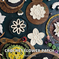 Applique en coton 3D faite à la main, motif floral au crochet, broderie, dentelle, pour vêtements, sacs, accessoires, décoration de couture pour chapeaux