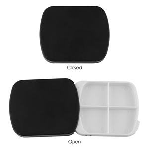 Pastillero abierto deslizante con estilo económico, 4 compartimentos para pastillas TPB002, regalos promocionales, pastillero giratorio con logotipo personalizado en Stock - Product Image 2