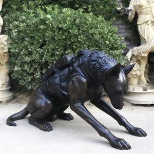 Statua di Cane in Bronzo <span class=keywords><strong>a</strong></span> Grandezza Naturale Personalizzata, Scultura Animale Antica Tradizionale per Decorazione Paesaggistica Esterna - Product Image 1