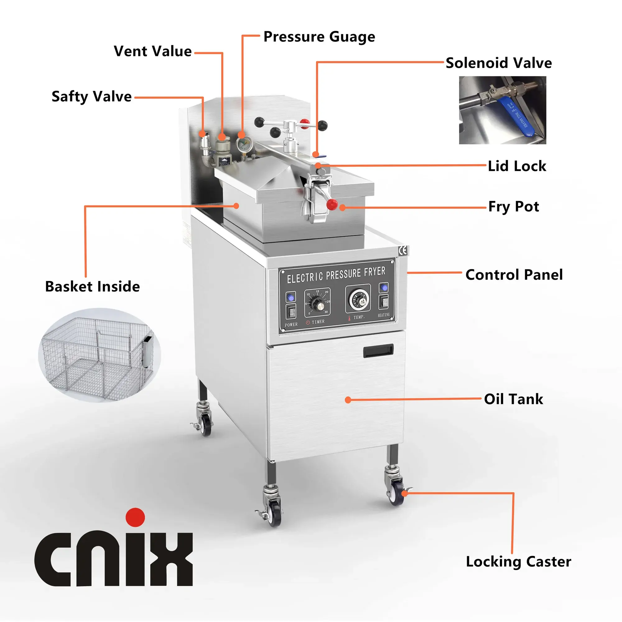 CNIX MDXZ-24 elektrik tavuk basınçlı fritöz/tavuk kanatları fritöz makinesi