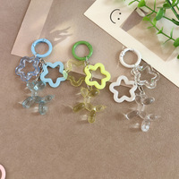 Porte-clés pendentif chien ballon et pentagramme en acrylique transparent couleur bonbon, ornement de sac style décontracté