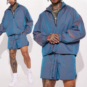 Ensemble de survêtement réfléchissant KIingSen OEM pour homme, veste et short d'été en satin tissé imperméable brodé à séchage rapide - Product Image 1