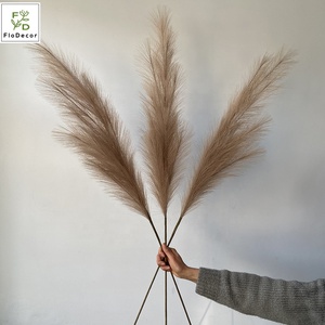 Bouquet de roseaux artificielles, nouveauté, décoration pour fête de mariage, <span class=keywords><strong>fleurs</strong></span> avec plume, naturel, blanc, <span class=keywords><strong>rose</strong></span>, vente en gros - Product Image 1