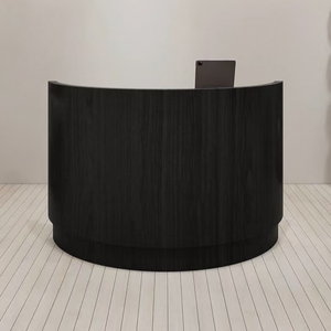 Arc-shaped small bar counter clothing store, antique wood-patterned front desk reception counter, small restaurant cash register - Product Image 5