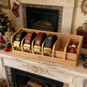 Bamboo Belt <b>Storage</b> <b>Box</b> Men's Belt Holder <b>Drawer</b> Organizer Rectangular Standing Type Eco Friendly 18L Capacity - Product Image 5