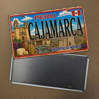 Letrero Metálico Vintage de Perú con Collage de Letras de Ciudad, Placa de Matrícula de Metal Rústica Retro, Decoración de Pared de Estilo Antiguo