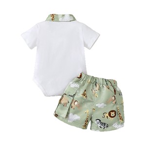 Conjunto de Ropa Casual de Verano para Bebés Niños, 2 Piezas, Mameluco y Pantalones Cortos - Product Image 2