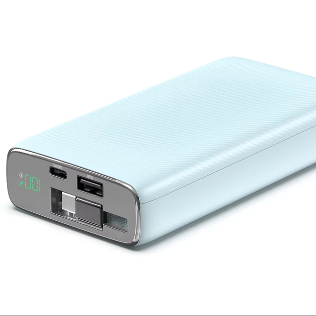 20000mAh High Capacity Portable Power Bank Laptop Charging 35W PD Fast Charging Built-in Retractable USB-C Cable Reel Hidden LCD