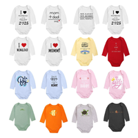 Combinaisons pour bébés nouveau-nés à manches longues, impression graphique personnalisée, coton peigné, barboteuse pour bébé pour l'automne et l'hiver, vêtements pour nourrissons
