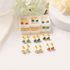 Moda Anti Allergia Dell'acciaio Inossidabile di Colore Della Miscela di Zirconia Vite Torna Orecchino per la Ragazza o Del Bambino - Product Image 5