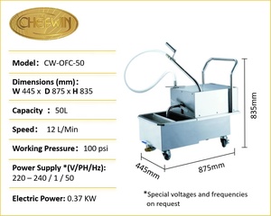 Chariot de filtration d'<span class=keywords><strong>huile</strong></span> mobile en acier inoxydable pour cuisine commerciale Chefwin, machine de filtration d'<span class=keywords><strong>huile</strong></span>, chariot de filtration d'<span class=keywords><strong>huile</strong></span> de 50 L pour <span class=keywords><strong>friteuse</strong></span> - Product Image 2