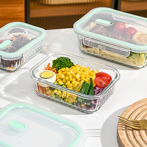 High Borosilicate Glass Lunch Box Household Bento Box <strong>Microwave</strong> Compartments Preservation <strong>Bowl</strong> <strong>With</strong> <strong>Lid</strong> <strong>Bowl</strong> Tableware Sets - Product Image 4