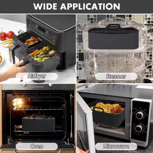 Plaques de cuisson rectangulaires en silicone antiadhésif réutilisables de qualité alimentaire, faciles à plier, pour la cuisson au four à domicile, les gâteaux et les friteuses à air chaud - Product Image 3