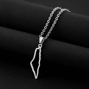 Collier pendentif carte d'Israël en acier inoxydable, creux, pour hommes, femmes et couples, vente chaude, bijoux de mode en gros de Yiwu - Product Image 4